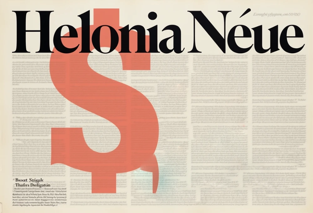 Helonia Neue typeface showcasing various weights and styles, demonstrating its versatility in modern design applications.