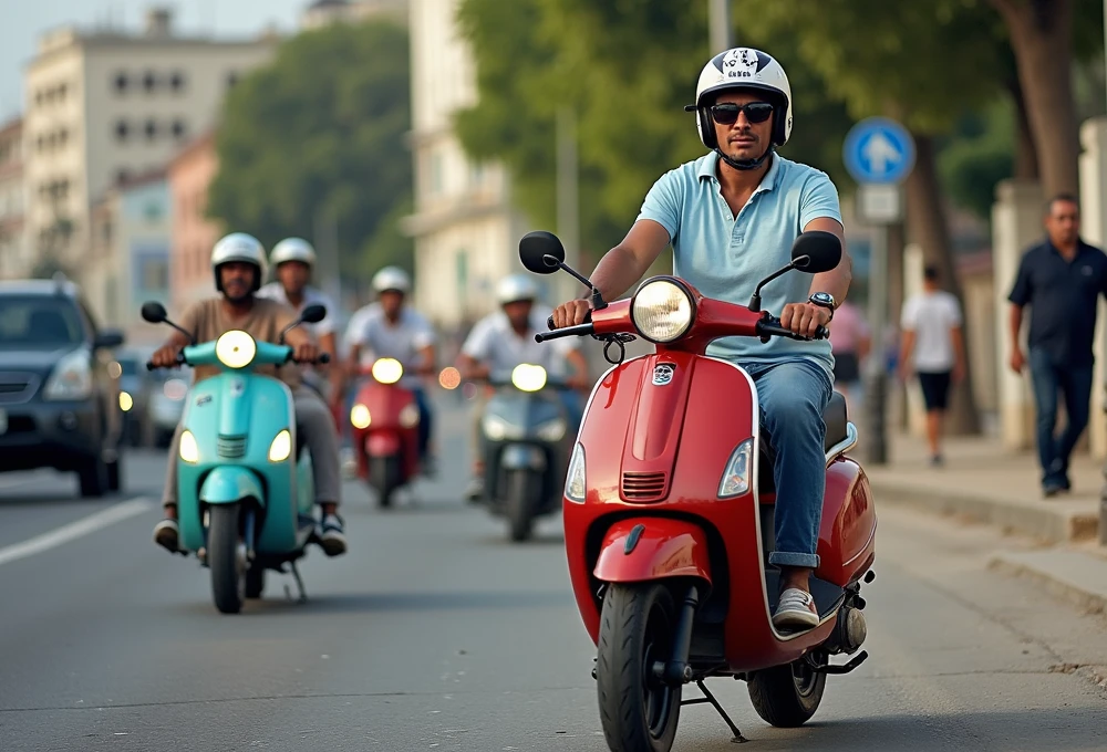Motorinas Camaguey Avenida Caridad Camaguey - Electric scooters zipping along the bustling Avenida Caridad in Camagüey, Cuba
