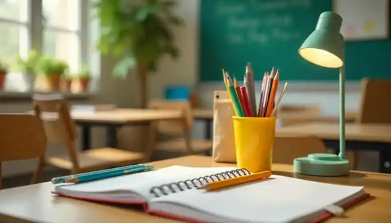 Eco-friendly school supplies on a desk 