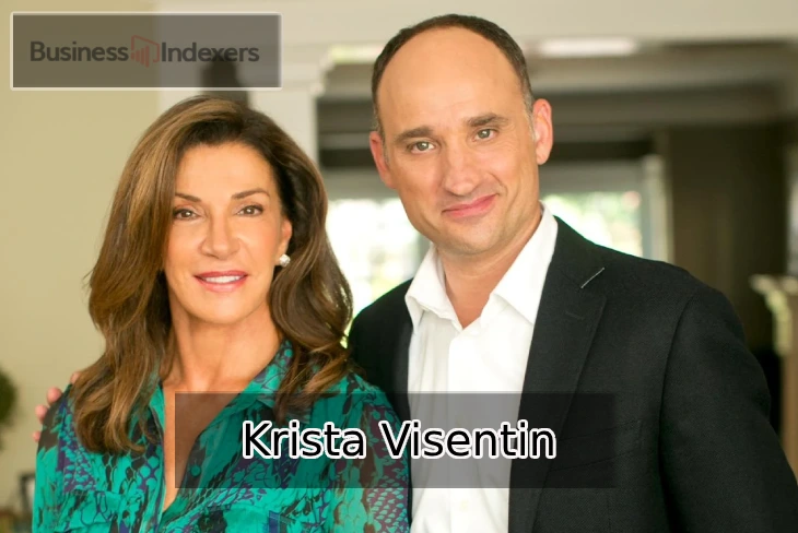 Krista Visentin and David Visentin standing together, smiling in a bright room.