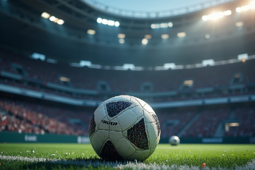 The Rise of Cryptocurrency in Football: Football and crypto logos merging, symbolizing the digital financial revolution in sports.