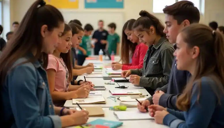 Students selling profitable products at a school event