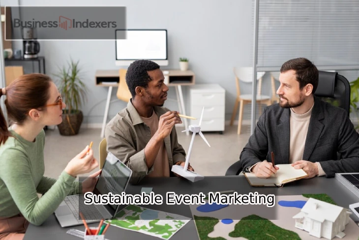 Sustainable event marketing strategies with eco-friendly materials and digital signage.